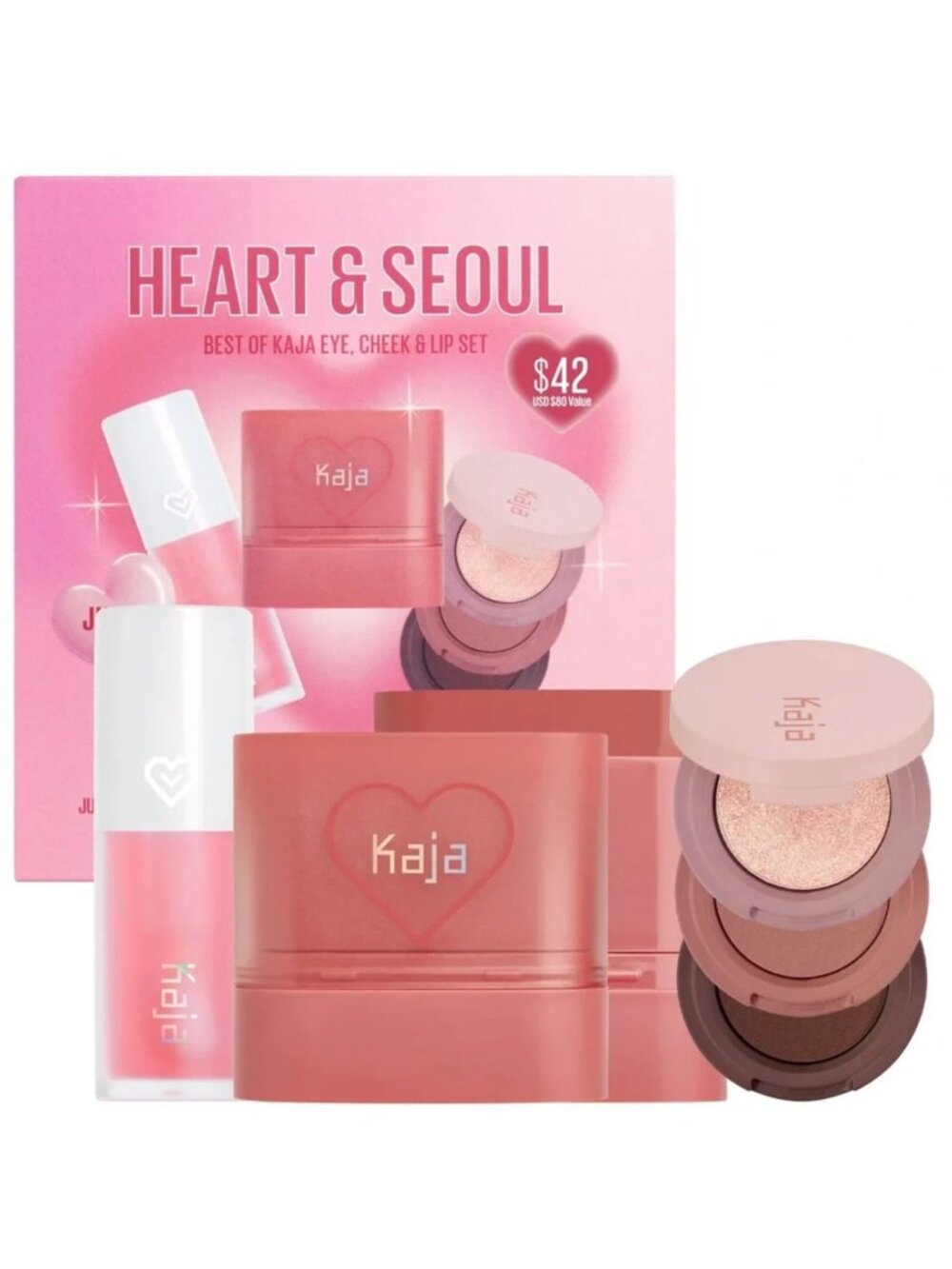 Kaja Heart & Seoul Best of Eye, Cheek & Lip Set- limited edition, 3 piece kit